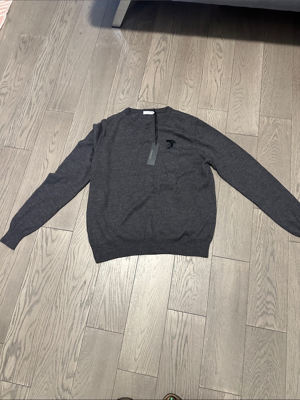 Versace Men's Charcoal Crewneck Sweater
